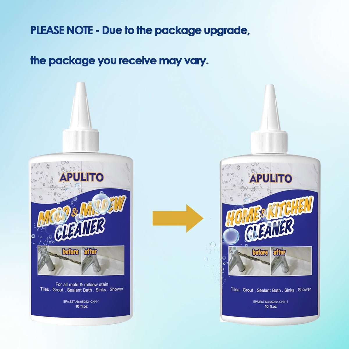 APULITO Household Cleaner Gel for Bathroom Shower Kitchen Tile Grout, Sinks Countertops 10 Fl Oz