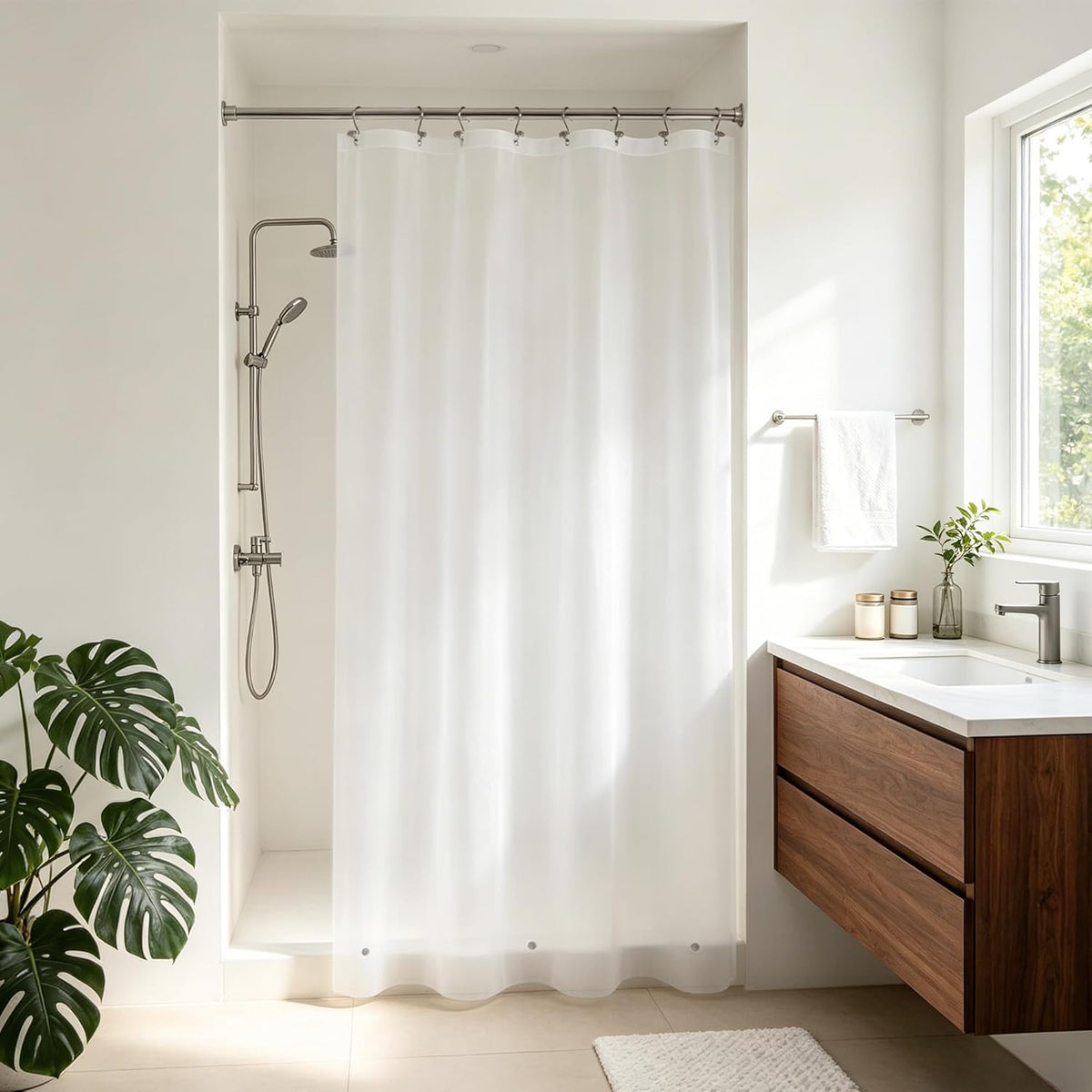 White Shower Curtain Liner Standard Size