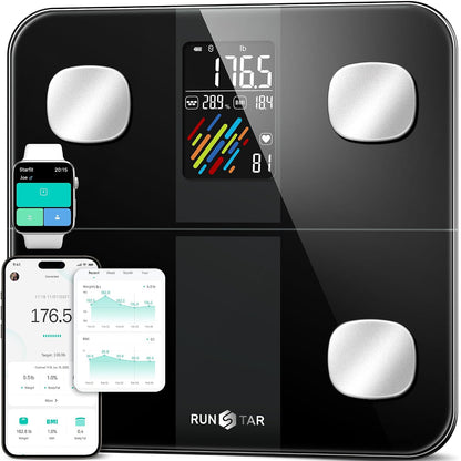 Smart Scale for Body Weight, High Accuracy Digital Bathroom Scale with Large Display for BMI Muscle Mass Heart Rate, 22 Body Composition Analyzer Sync with Fitness App, 400lb