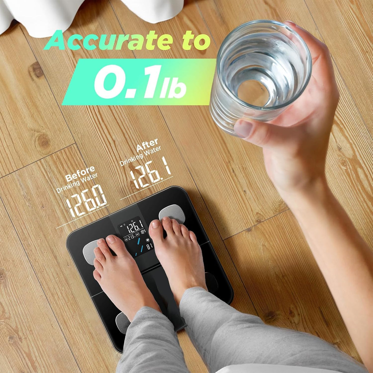 Smart Scale for Body Weight, High Accuracy Digital Bathroom Scale with Large Display for BMI Muscle Mass Heart Rate, 22 Body Composition Analyzer Sync with Fitness App, 400lb