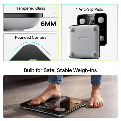 Smart Scale for Body Weight, High Accuracy Digital Bathroom Scale with Large Display for BMI Muscle Mass Heart Rate, 22 Body Composition Analyzer Sync with Fitness App, 400lb