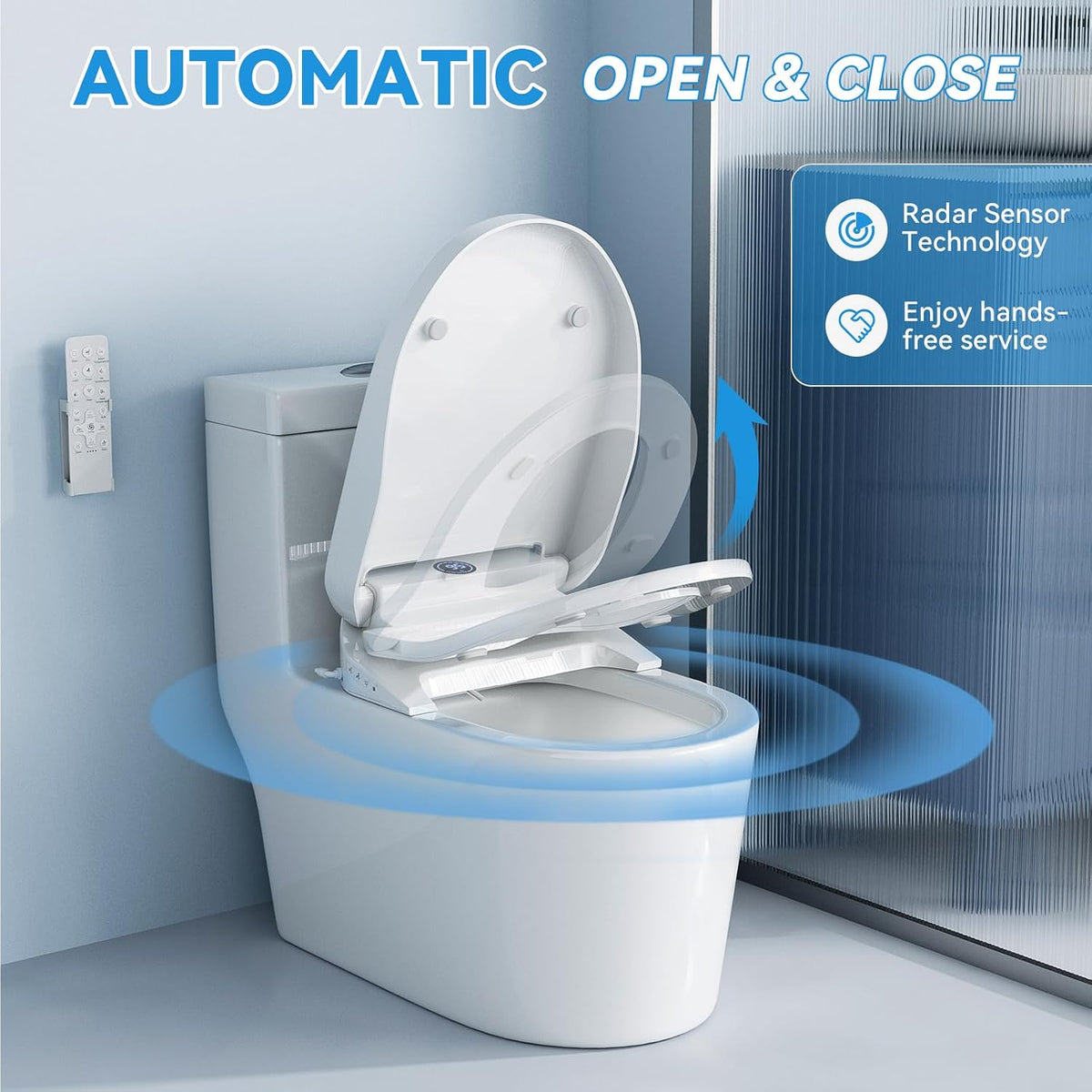Smart Bidet Toilet Seat with Auto Open/Close Lid - Elongated Heated Seat, Instant Warm Water & Air Dryer, Remote Control, Stainless Steel Filter, Multiple Wash Modes & ECO Mode