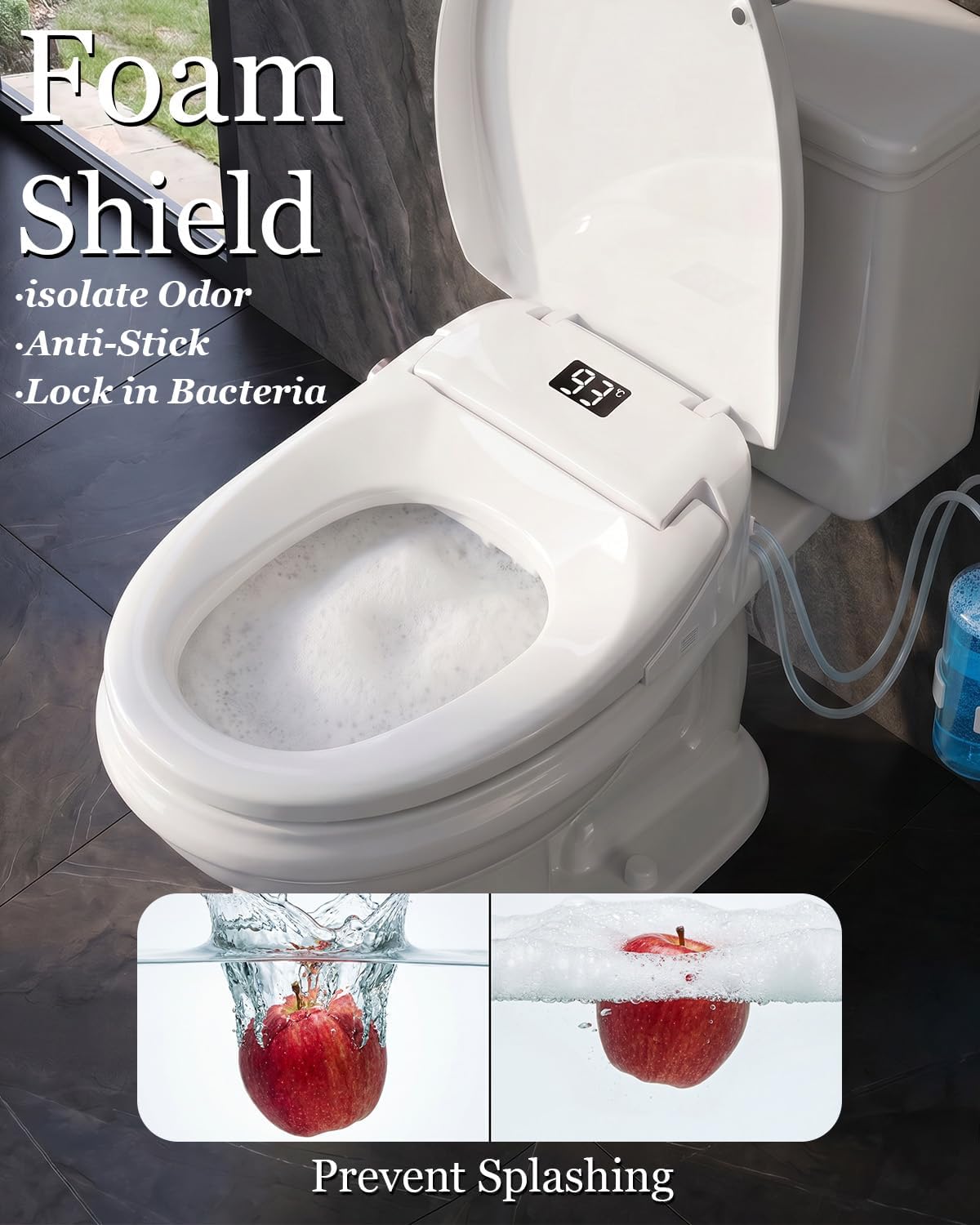 Smart Bidet Toilet Seat with Auto Open/Close Lid - Elongated Heated Seat, Instant Warm Water & Air Dryer, Remote Control, Stainless Steel Filter, Multiple Wash Modes & ECO Mode