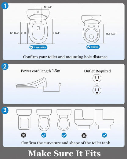 Smart Bidet Toilet Seat with Auto Open/Close Lid - Elongated Heated Seat, Instant Warm Water & Air Dryer, Remote Control, Stainless Steel Filter, Multiple Wash Modes & ECO Mode