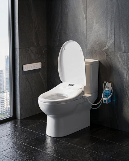 Smart Bidet Toilet Seat with Auto Open/Close Lid - Elongated Heated Seat, Instant Warm Water & Air Dryer, Remote Control, Stainless Steel Filter, Multiple Wash Modes & ECO Mode
