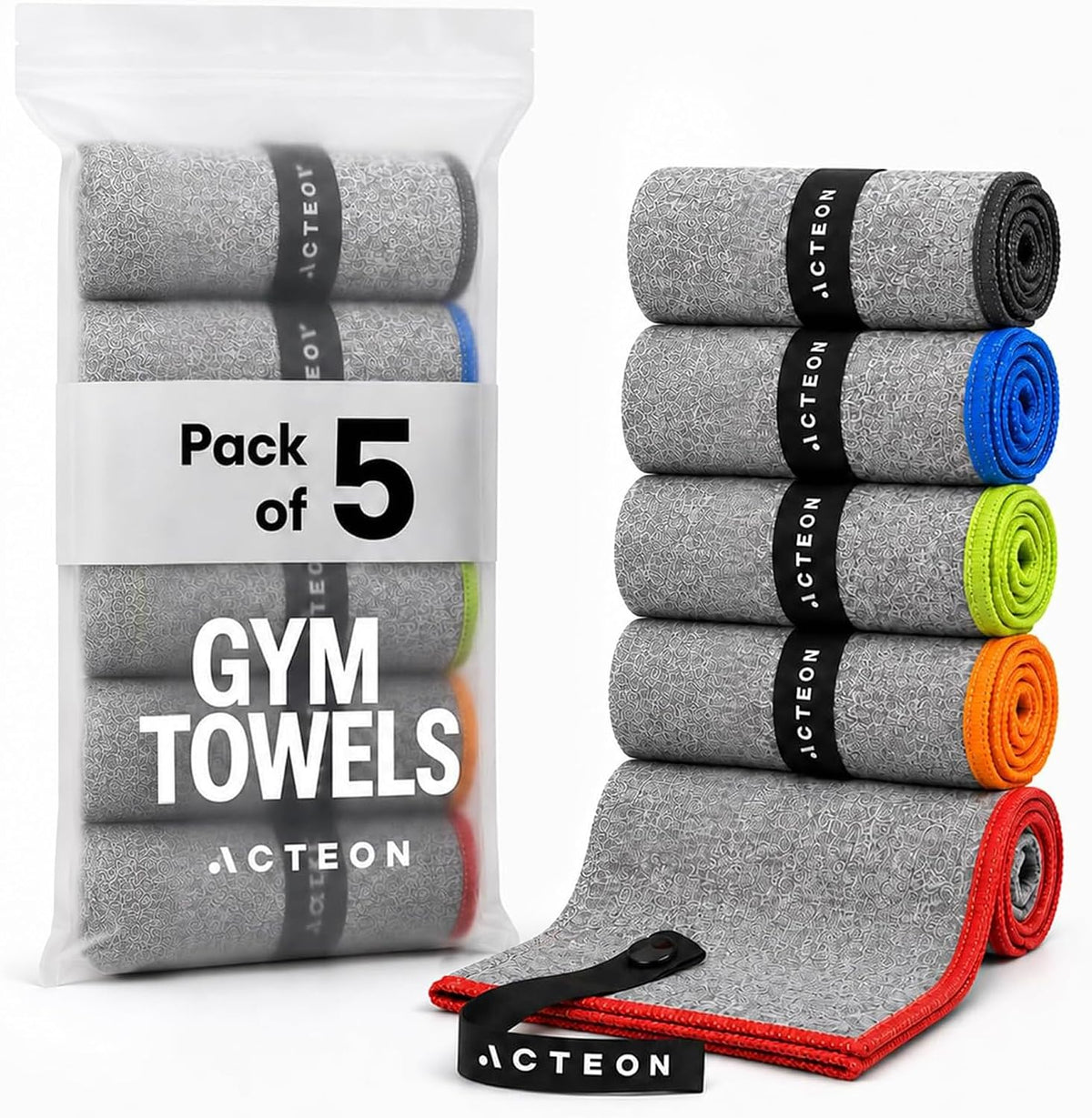 Microfiber Gym Towels, Quick Dry Silver ION Odor-Free Sweat Towel, Super Absorbent Fast Drying for Men & Women, Workout, Yoga, Running, Hiking, Travel – 16x30.5 Inch