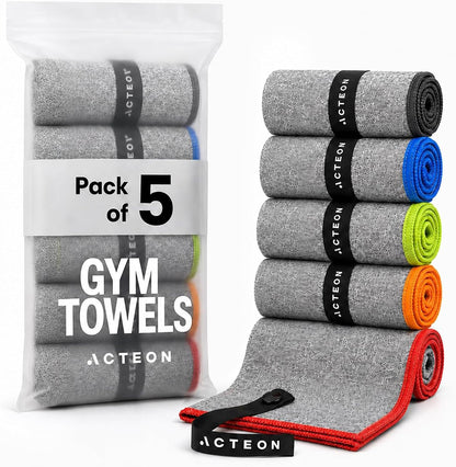 Microfiber Gym Towels, Quick Dry Silver ION Odor-Free Sweat Towel, Super Absorbent Fast Drying for Men & Women, Workout, Yoga, Running, Hiking, Travel – 16x30.5 Inch