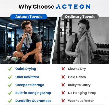 Microfiber Gym Towels, Quick Dry Silver ION Odor-Free Sweat Towel, Super Absorbent Fast Drying for Men & Women, Workout, Yoga, Running, Hiking, Travel – 16x30.5 Inch
