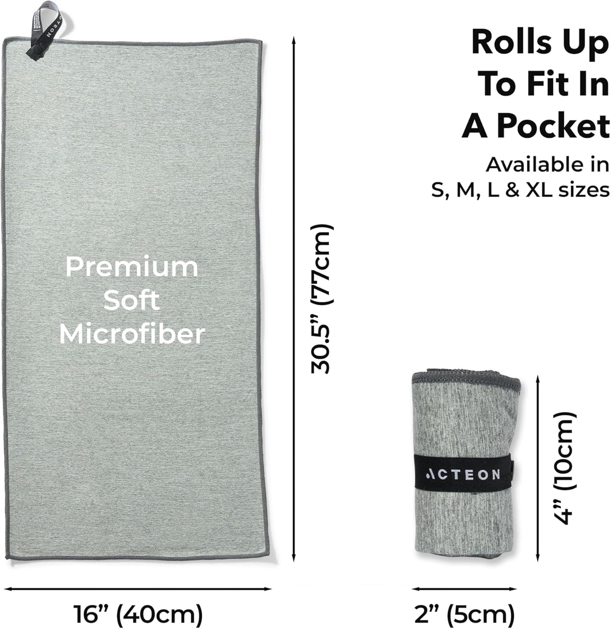 Microfiber Gym Towels, Quick Dry Silver ION Odor-Free Sweat Towel, Super Absorbent Fast Drying for Men & Women, Workout, Yoga, Running, Hiking, Travel – 16x30.5 Inch
