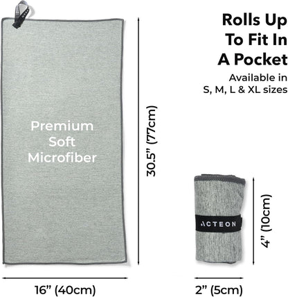 Microfiber Gym Towels, Quick Dry Silver ION Odor-Free Sweat Towel, Super Absorbent Fast Drying for Men & Women, Workout, Yoga, Running, Hiking, Travel – 16x30.5 Inch