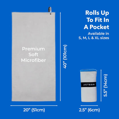 Microfiber Gym Towels, Quick Dry Silver ION Odor-Free Sweat Towel, Super Absorbent Fast Drying for Men & Women, Workout, Yoga, Running, Hiking, Travel – 16x30.5 Inch