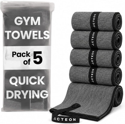 Microfiber Gym Towels, Quick Dry Silver ION Odor-Free Sweat Towel, Super Absorbent Fast Drying for Men & Women, Workout, Yoga, Running, Hiking, Travel – 16x30.5 Inch