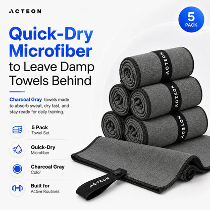 Microfiber Gym Towels, Quick Dry Silver ION Odor-Free Sweat Towel, Super Absorbent Fast Drying for Men & Women, Workout, Yoga, Running, Hiking, Travel – 16x30.5 Inch