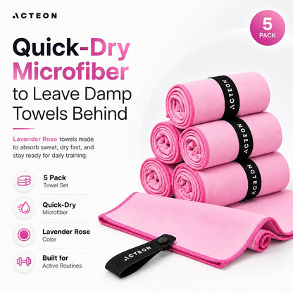 Microfiber Gym Towels, Quick Dry Silver ION Odor-Free Sweat Towel, Super Absorbent Fast Drying for Men & Women, Workout, Yoga, Running, Hiking, Travel – 16x30.5 Inch