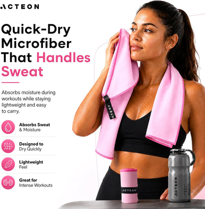 Microfiber Gym Towels, Quick Dry Silver ION Odor-Free Sweat Towel, Super Absorbent Fast Drying for Men & Women, Workout, Yoga, Running, Hiking, Travel – 16x30.5 Inch