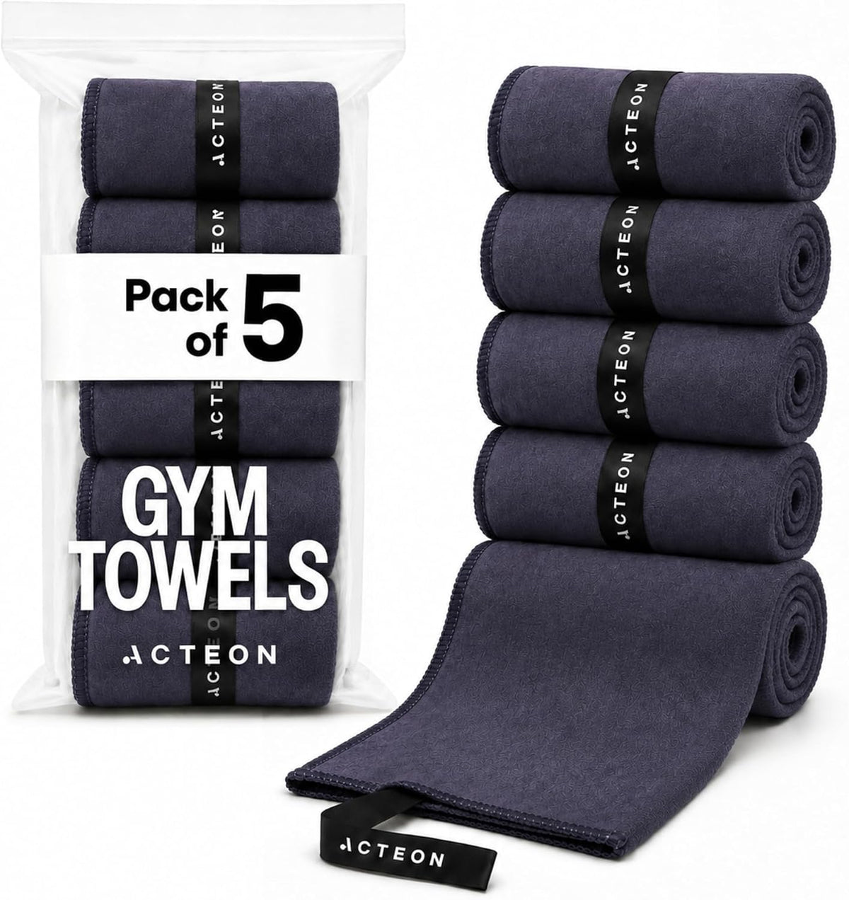 Microfiber Gym Towels, Quick Dry Silver ION Odor-Free Sweat Towel, Super Absorbent Fast Drying for Men & Women, Workout, Yoga, Running, Hiking, Travel – 16x30.5 Inch