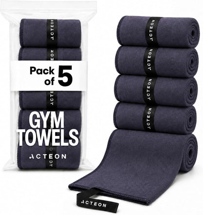 Microfiber Gym Towels, Quick Dry Silver ION Odor-Free Sweat Towel, Super Absorbent Fast Drying for Men & Women, Workout, Yoga, Running, Hiking, Travel – 16x30.5 Inch
