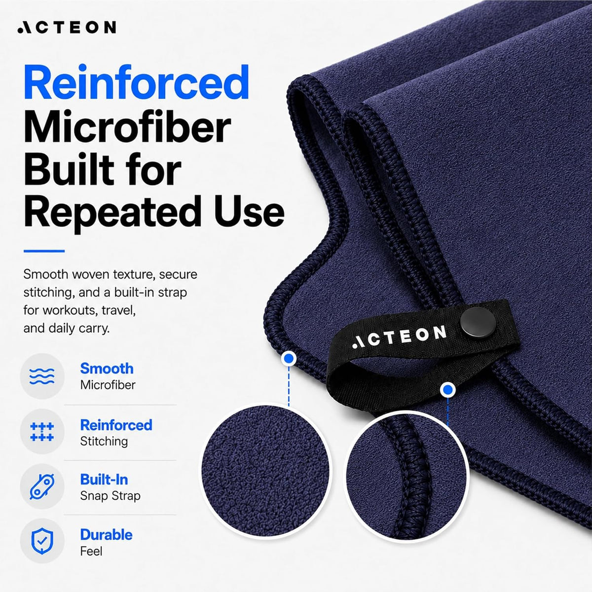 Microfiber Gym Towels, Quick Dry Silver ION Odor-Free Sweat Towel, Super Absorbent Fast Drying for Men & Women, Workout, Yoga, Running, Hiking, Travel – 16x30.5 Inch