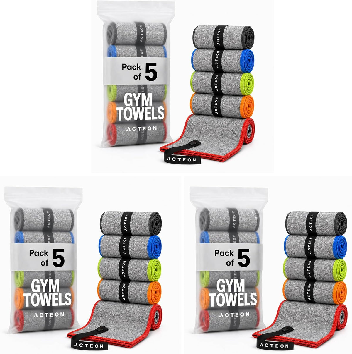 Microfiber Gym Towels, Quick Dry Silver ION Odor-Free Sweat Towel, Super Absorbent Fast Drying for Men & Women, Workout, Yoga, Running, Hiking, Travel – 16x30.5 Inch