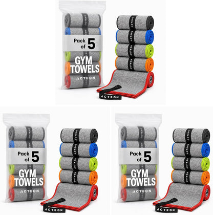 Microfiber Gym Towels, Quick Dry Silver ION Odor-Free Sweat Towel, Super Absorbent Fast Drying for Men & Women, Workout, Yoga, Running, Hiking, Travel – 16x30.5 Inch