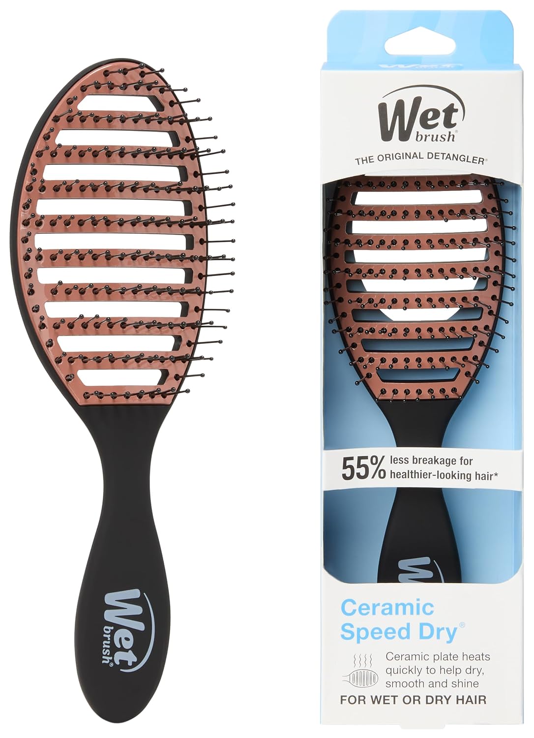 Ceramic Speed Dry Detangler, Black, Vented Blow-Dry Hair Brush