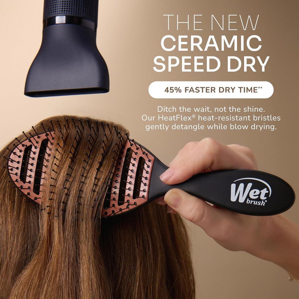 Ceramic Speed Dry Detangler, Black, Vented Blow-Dry Hair Brush