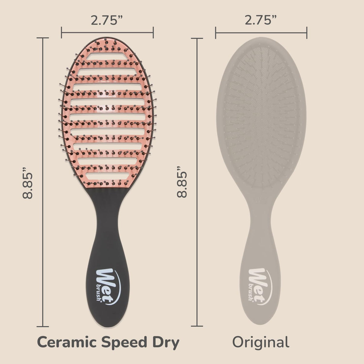 Ceramic Speed Dry Detangler, Black, Vented Blow-Dry Hair Brush