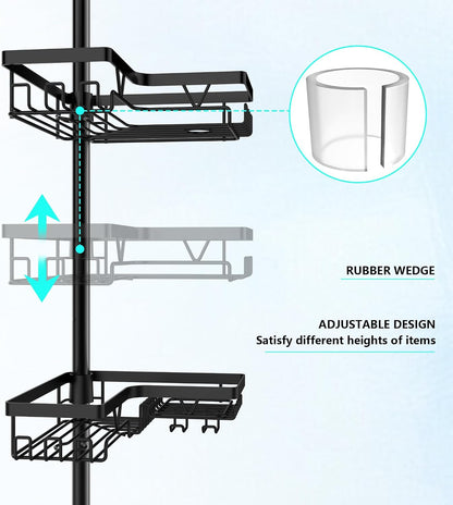 Corner Shower Caddy Tension Pole 4 Tier Shower Caddy Organizer Black