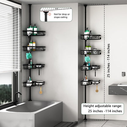 Corner Shower Caddy Tension Pole 4 Tier Shower Caddy Organizer Black