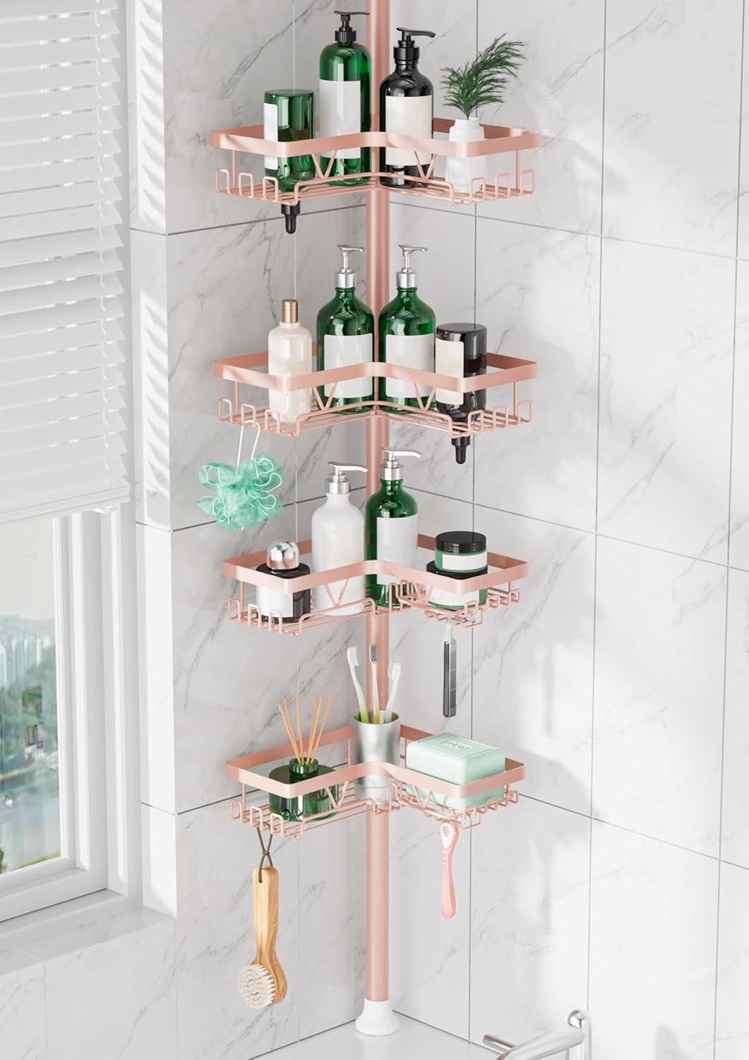 Corner Shower Caddy Tension Pole 4 Tier Shower Caddy Organizer Black