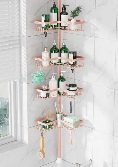 Corner Shower Caddy Tension Pole 4 Tier Shower Caddy Organizer Black