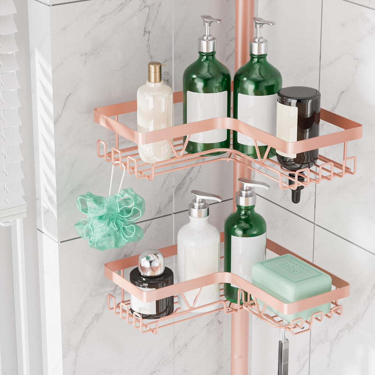 Corner Shower Caddy Tension Pole 4 Tier Shower Caddy Organizer Black