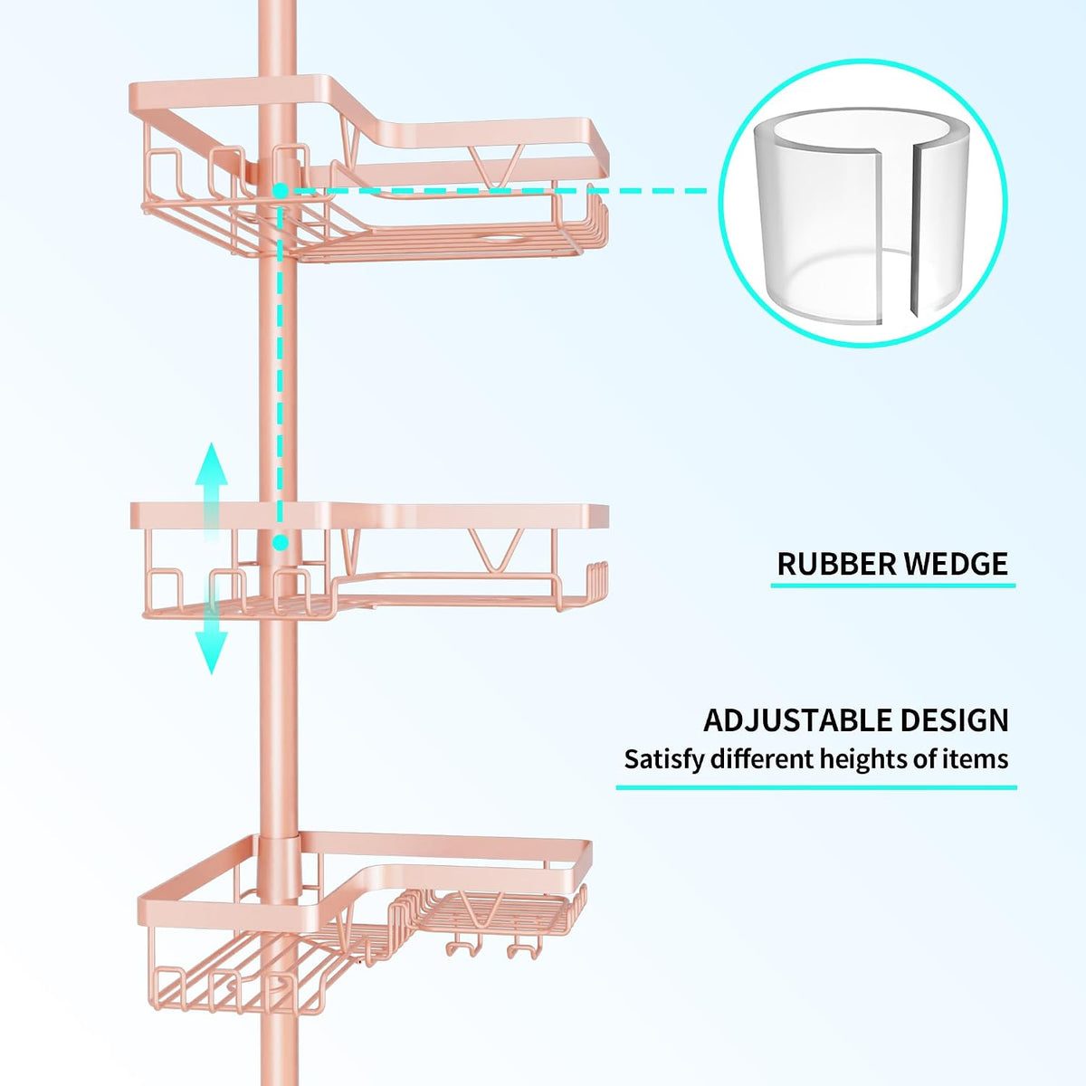 Corner Shower Caddy Tension Pole 4 Tier Shower Caddy Organizer Black
