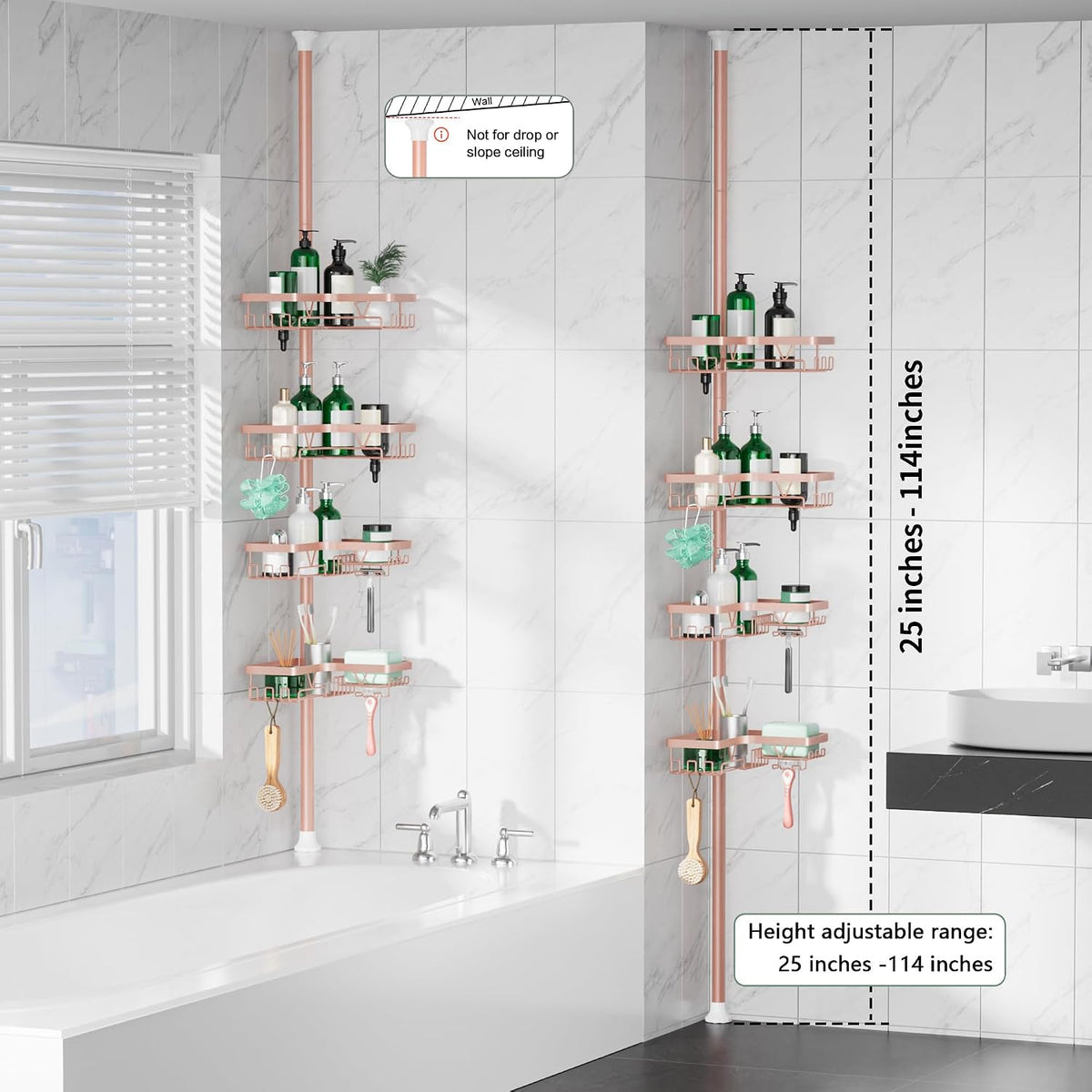 Corner Shower Caddy Tension Pole 4 Tier Shower Caddy Organizer Black