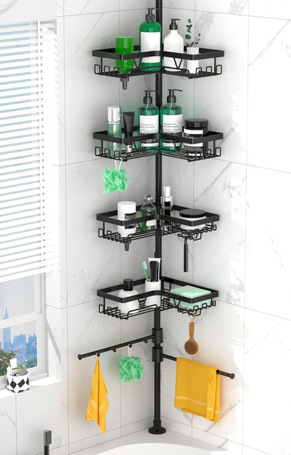 Corner Shower Caddy Tension Pole 4 Tier Shower Caddy Organizer Black