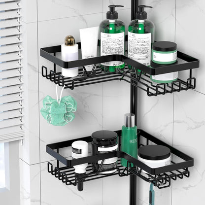 Corner Shower Caddy Tension Pole 4 Tier Shower Caddy Organizer Black