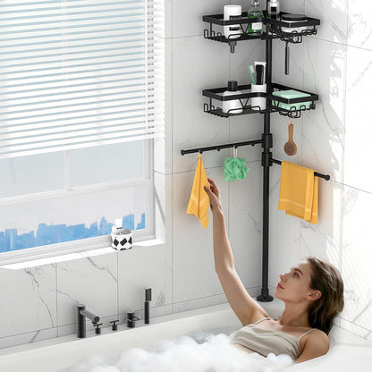Corner Shower Caddy Tension Pole 4 Tier Shower Caddy Organizer Black