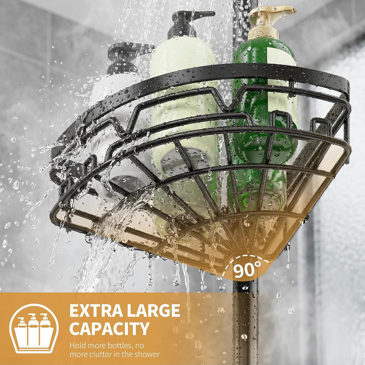 Corner Shower Caddy Tension Pole 4 Tier Shower Caddy Organizer Black