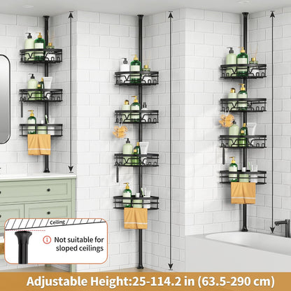 Corner Shower Caddy Tension Pole 4 Tier Shower Caddy Organizer Black