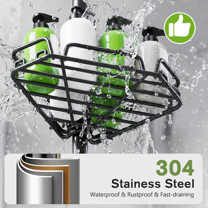 Corner Shower Caddy Tension Pole 4 Tier Shower Caddy Organizer Black