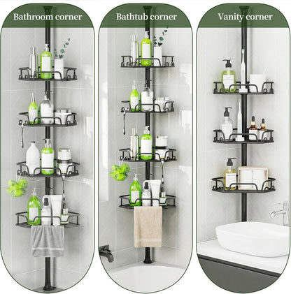Corner Shower Caddy Tension Pole 4 Tier Shower Caddy Organizer Black