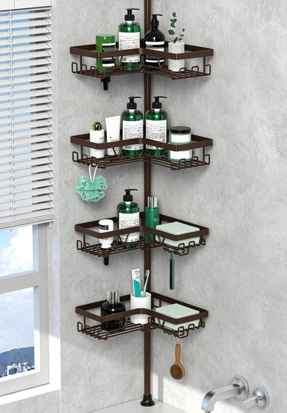 Corner Shower Caddy Tension Pole 4 Tier Shower Caddy Organizer Black