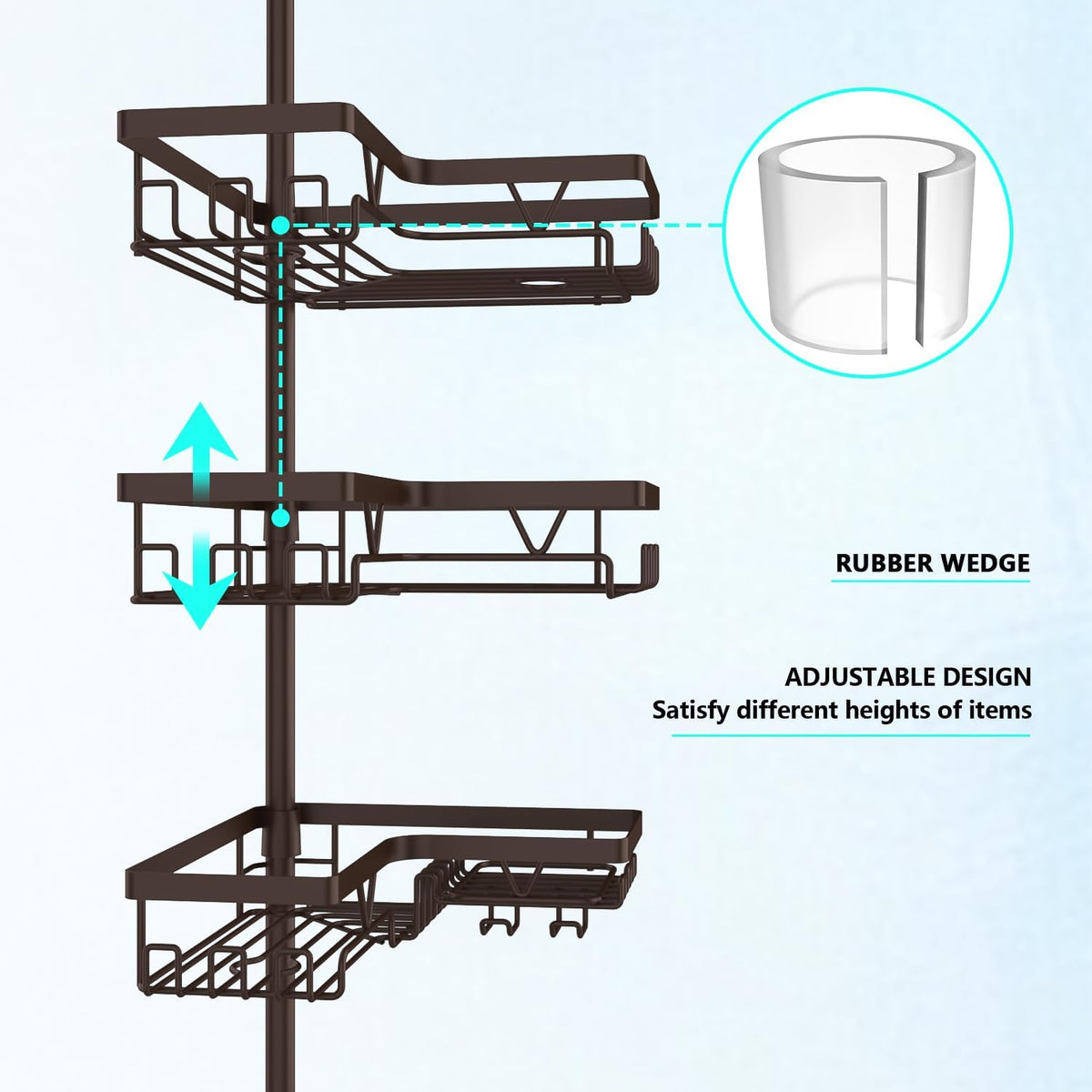 Corner Shower Caddy Tension Pole 4 Tier Shower Caddy Organizer Black