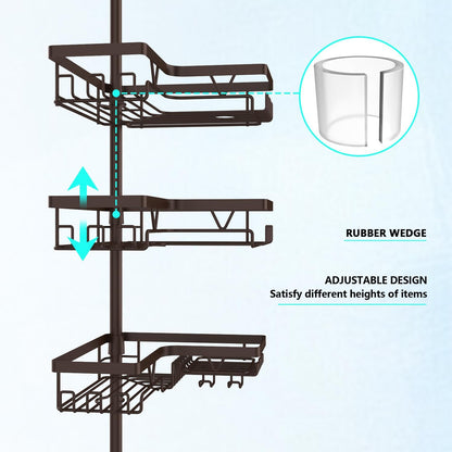 Corner Shower Caddy Tension Pole 4 Tier Shower Caddy Organizer Black