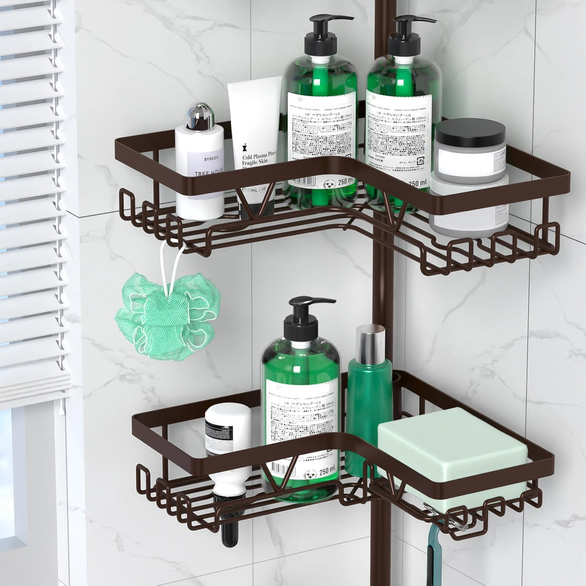 Corner Shower Caddy Tension Pole 4 Tier Shower Caddy Organizer Black