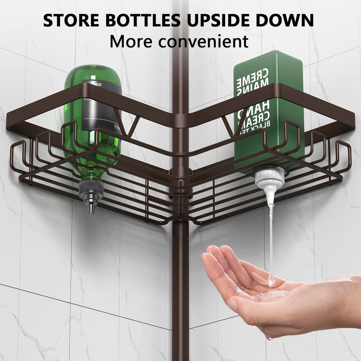 Corner Shower Caddy Tension Pole 4 Tier Shower Caddy Organizer Black