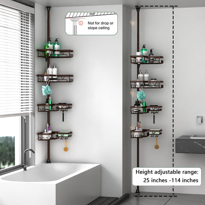 Corner Shower Caddy Tension Pole 4 Tier Shower Caddy Organizer Black