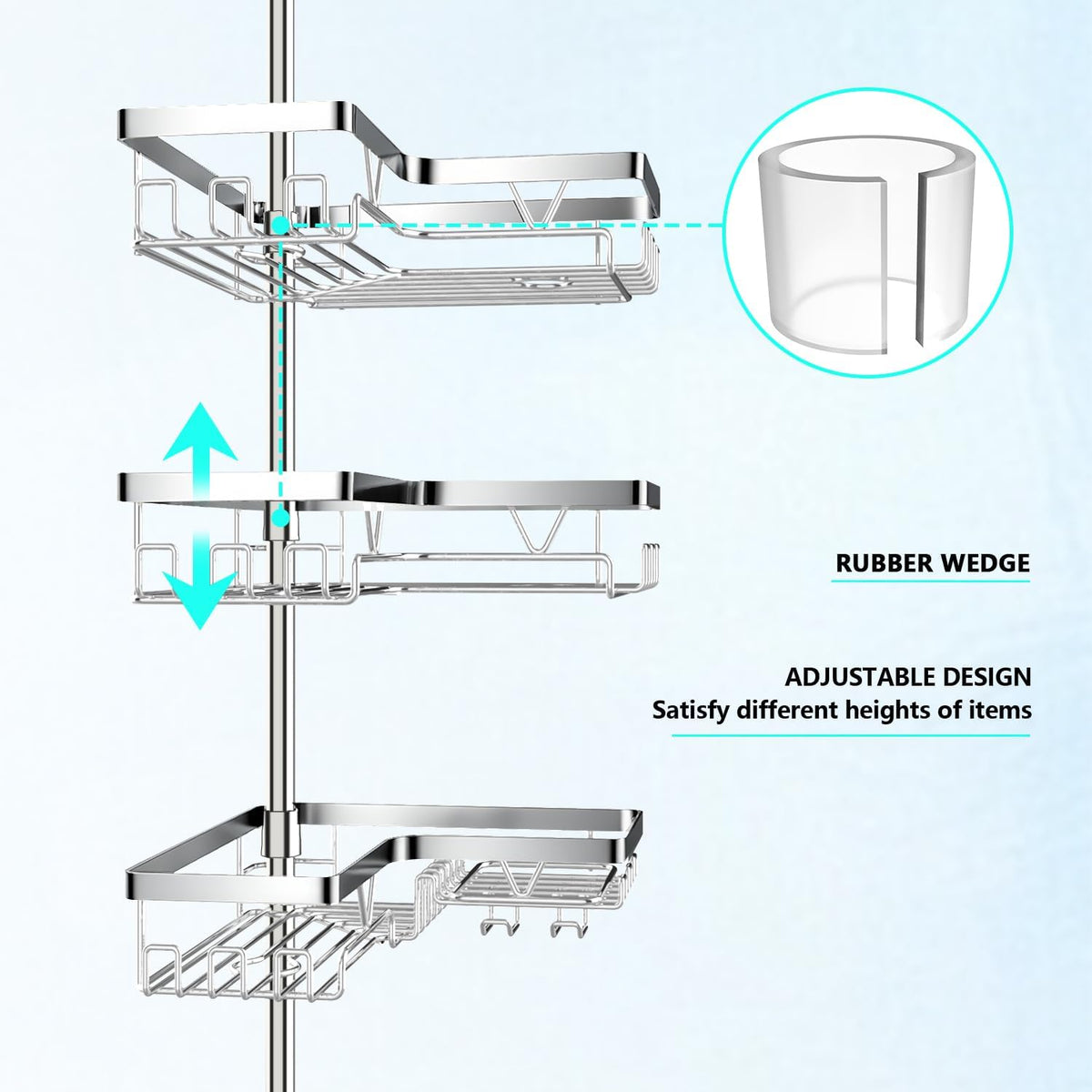 Corner Shower Caddy Tension Pole 4 Tier Shower Caddy Organizer Black