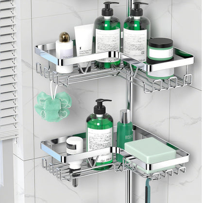 Corner Shower Caddy Tension Pole 4 Tier Shower Caddy Organizer Black