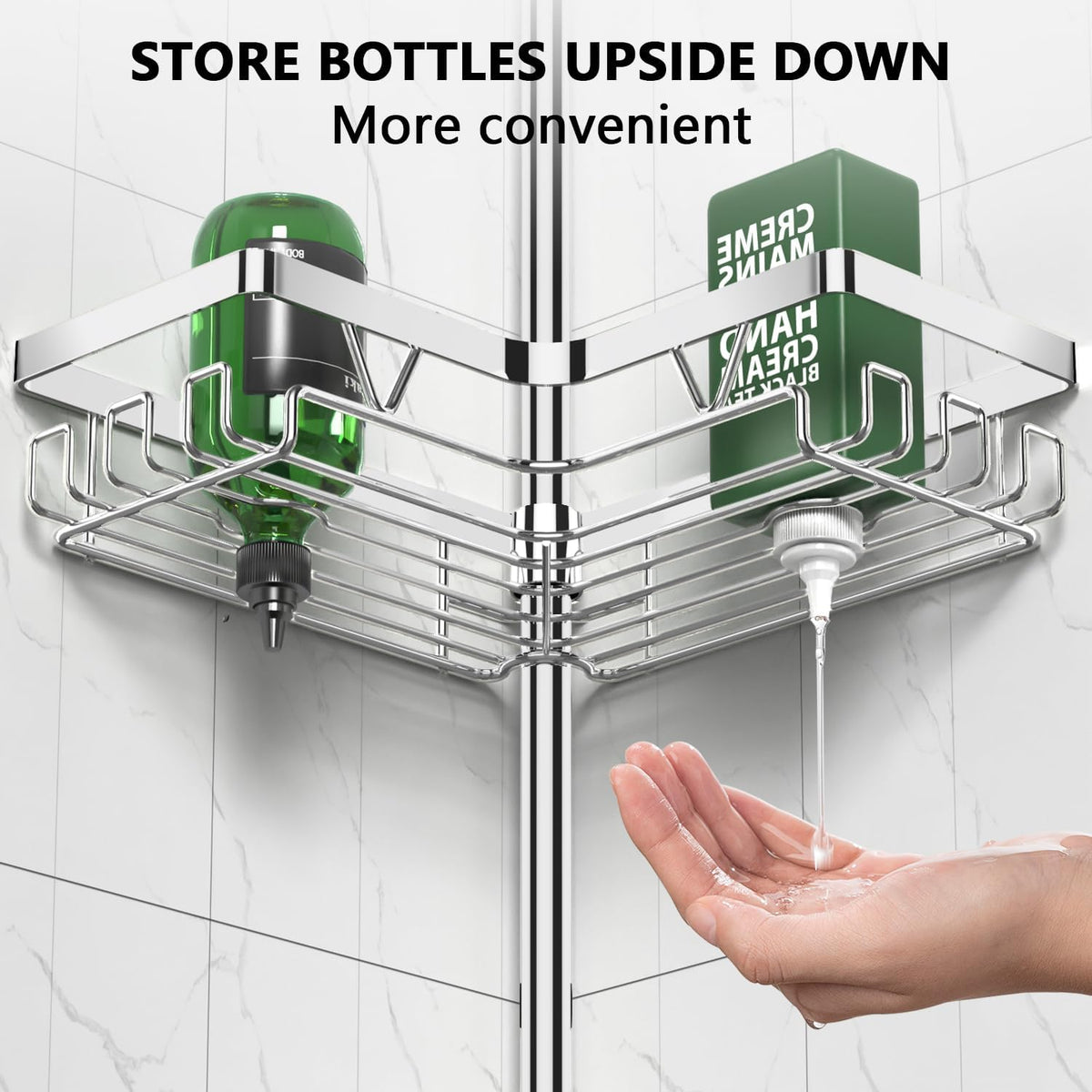 Corner Shower Caddy Tension Pole 4 Tier Shower Caddy Organizer Black